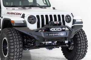 Jeep Gladiator JT Bumper - Front - Addictive Desert Designs - Stealth Fighter Full Length with Winch Mount & Top Hoop - Hammer Black Powder Coat - `20-`27